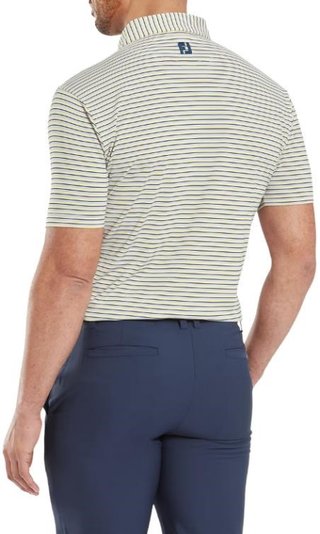 FootJoy Balance Stripe Lisle polo da uomo, blu jay/bianco/pistacchio/arancione