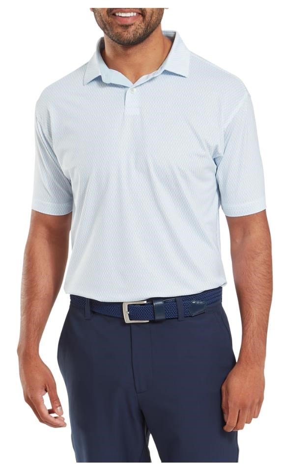 FootJoy Irongate Print Lisle polo uomo, white/skyway