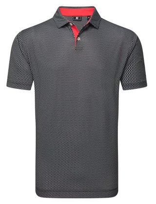 FootJoy Irongate Print Lisle polo da uomo, nero/bianco