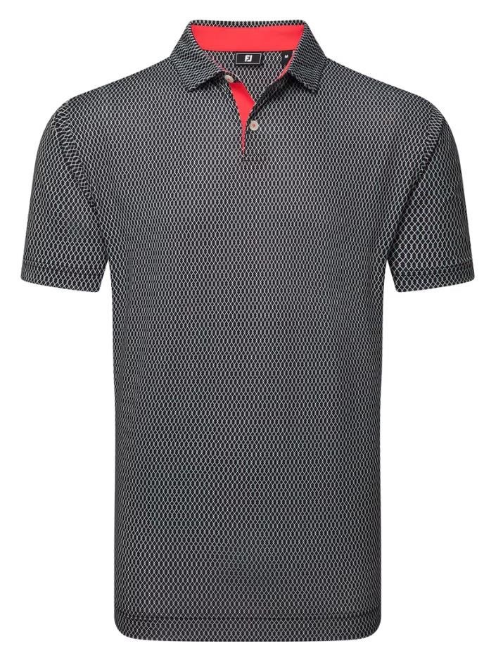 FootJoy Irongate Print Lisle polo da uomo, nero/bianco