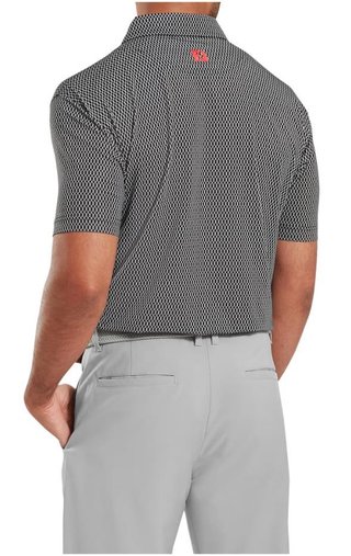 FootJoy Irongate Print Lisle polo da uomo, nero/bianco