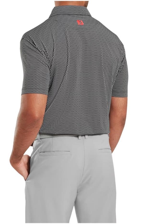 FootJoy Irongate Print Lisle polo da uomo, nero/bianco