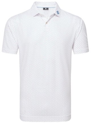 FootJoy Bounce Print Pique polo uomo, bianco/arancione/blu jay