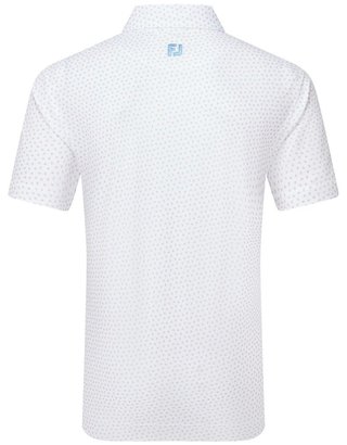 FootJoy Bounce Print Pique polo uomo, bianco/arancione/blu jay