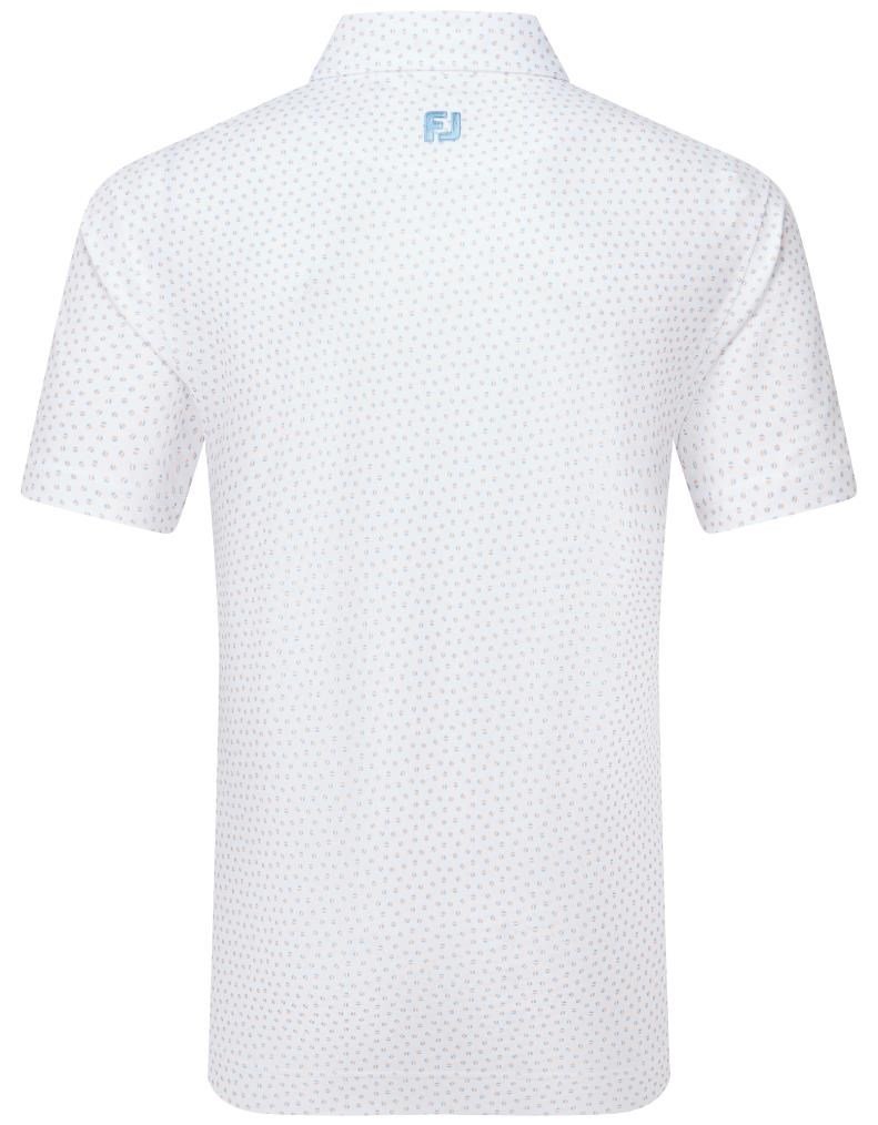 FootJoy Bounce Print Pique polo uomo, bianco/arancione/blu jay