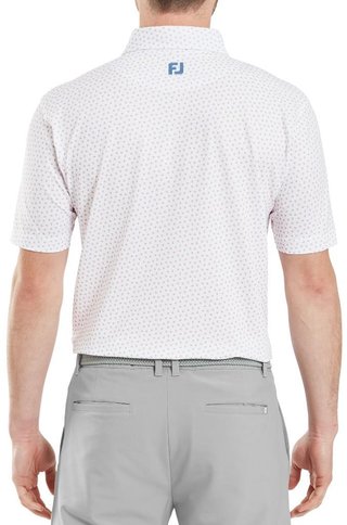 FootJoy Bounce Print Pique polo uomo, bianco/arancione/blu jay