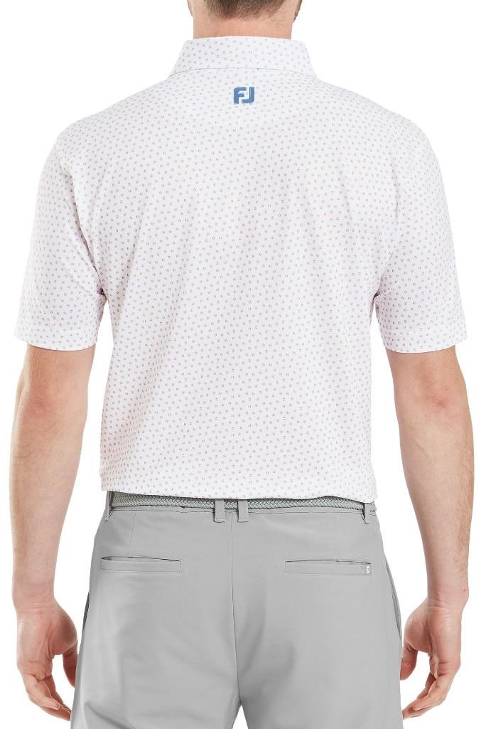 FootJoy Bounce Print Pique polo uomo, bianco/arancione/blu jay