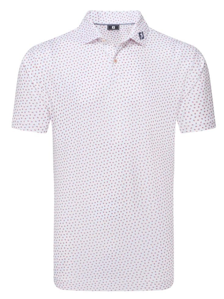 FootJoy Bounce Print Pique polo da uomo, bianco/hibiscus