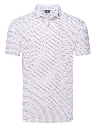 FootJoy Bounce Print Pique polo da uomo, bianco/hibiscus