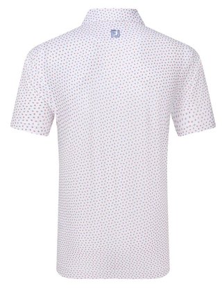 FootJoy Bounce Print Pique polo da uomo, bianco/hibiscus