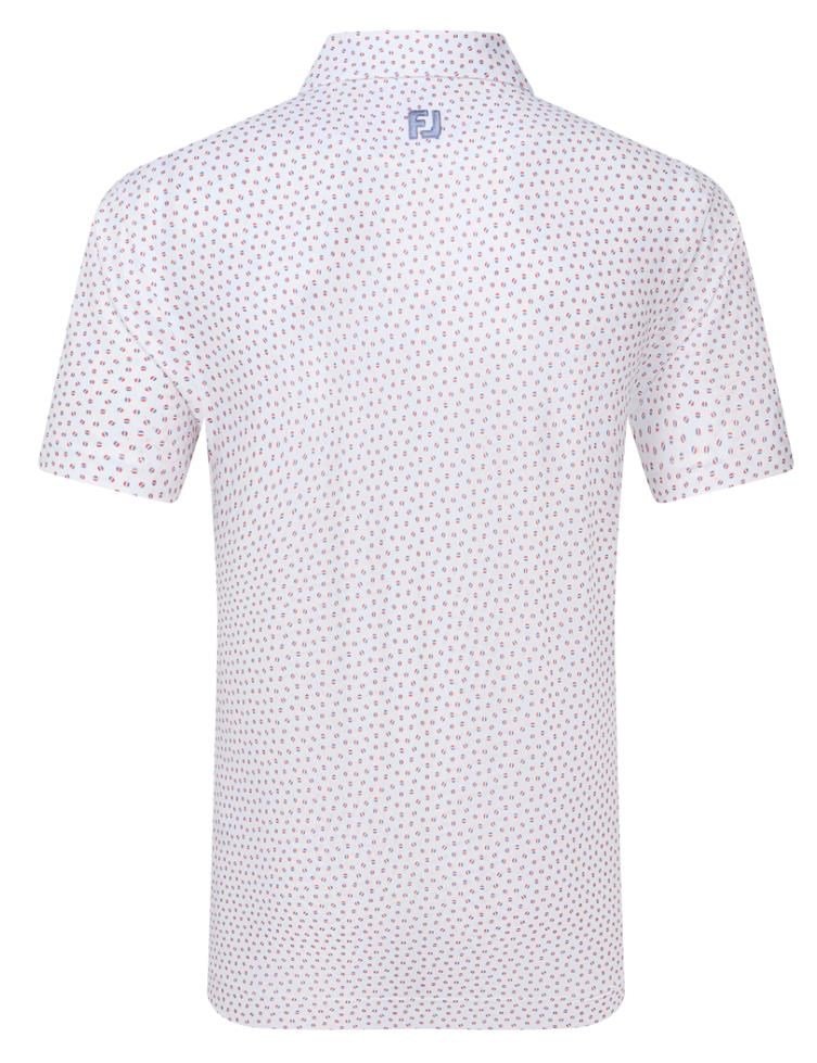 FootJoy Bounce Print Pique polo da uomo, bianco/hibiscus