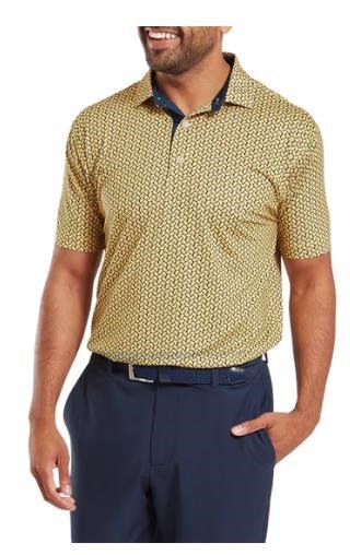 FootJoy Citrus Print Lisle polo da uomo, taxi/navy
