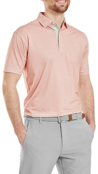 FootJoy Citrus Print Lisle polo da uomo, arancione/pistacchio