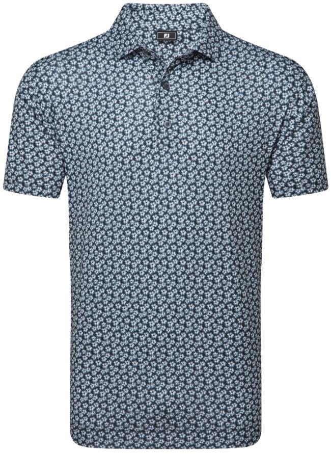 FootJoy Floral Sketch Print Lisle polo da uomo, bianco/navy