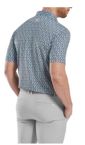 FootJoy Floral Sketch Print Lisle polo da uomo, bianco/navy