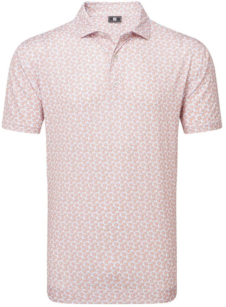 FootJoy Floral Sketch Print Lisle polo da uomo, arancione/bianco