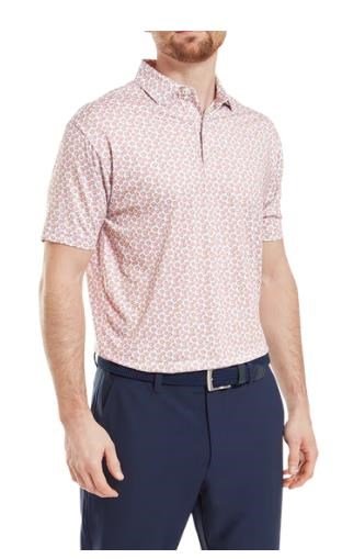 FootJoy Floral Sketch Print Lisle polo da uomo, arancione/bianco