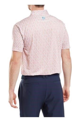 FootJoy Floral Sketch Print Lisle polo da uomo, arancione/bianco