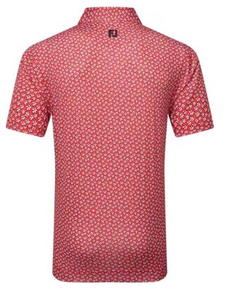 FootJoy Floral Sketch Print Lisle polo da uomo, white/hibiscus
