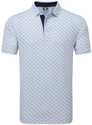 FootJoy Figure Print Lisle polo da uomo, bianco/blu navy