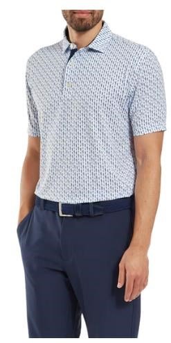 FootJoy Figure Print Lisle polo da uomo, bianco/blu navy