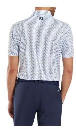 FootJoy Figure Print Lisle polo da uomo, bianco/blu navy