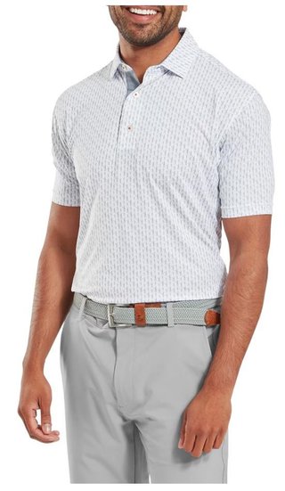 FootJoy Figure Print Lisle polo da uomo, bianco/flint