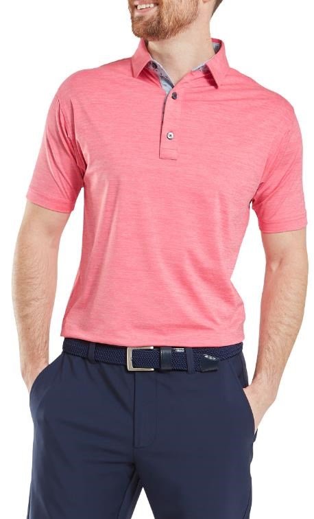 FootJoy Heather Lisle with Trim polo da uomo, pink lemonade heather