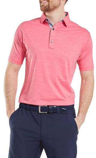 FootJoy Heather Lisle with Trim polo da uomo, pink lemonade heather
