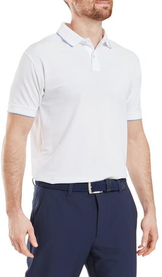 FootJoy Tipped Pique polo da uomo, white/blue jay