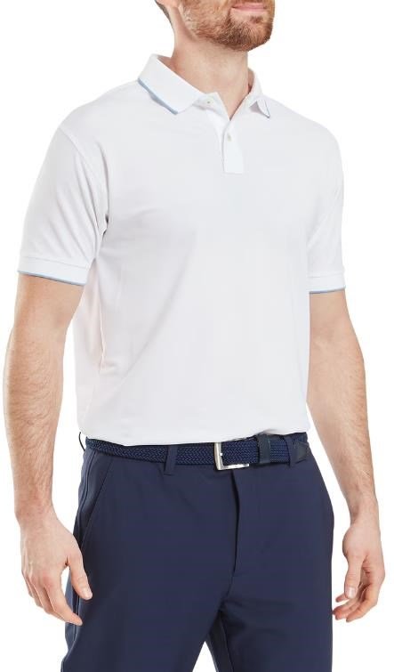 FootJoy Tipped Pique polo da uomo, white/blue jay
