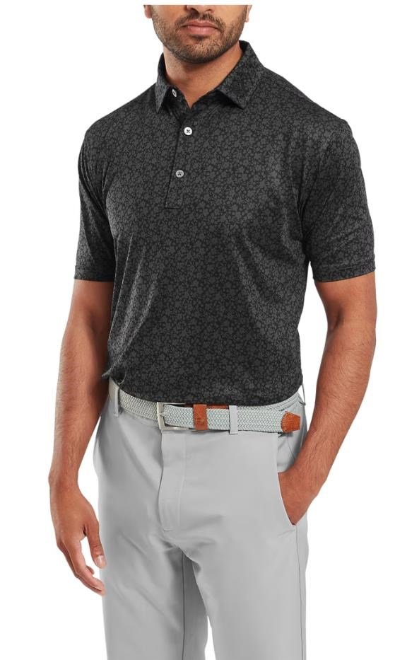 FootJoy Painted Floral Lisle polo da uomo, nero