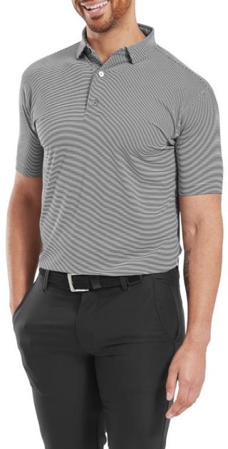 FootJoy Micro Feeder Stripe Lisle polo da uomo, nero/bianco