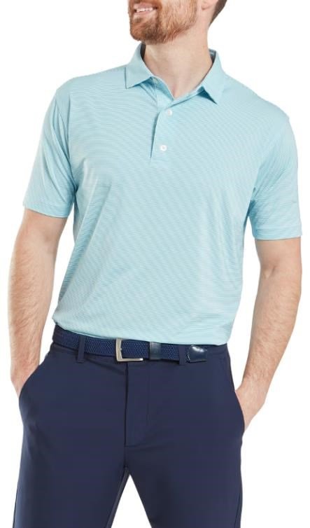 FootJoy Micro Feeder Stripe Lisle polo uomo, azzurro/bianco
