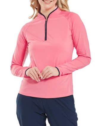 FootJoy 1/4-Zip LS Sun Protection maglia donna, pink lemonade
