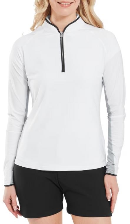 FootJoy 1/4-Zip LS Sun Protection maglia donna, bianca
