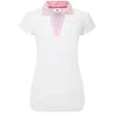 FootJoy Cap Sleeve Print Trim Lisle polo da donna, bianco/pink lemonade