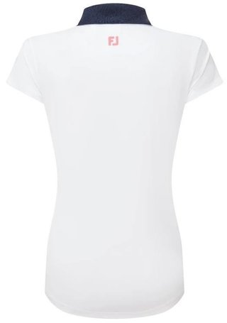 FootJoy Cap Sleeve Print Trim Lisle polo da donna, bianco/navy