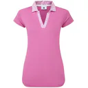 FootJoy Cap Sleeve Print Trim Lisle polo da donna, berry/berry