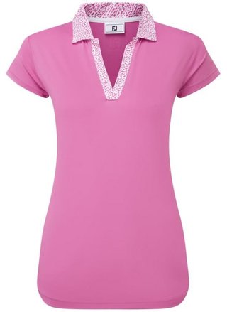 FootJoy Cap Sleeve Print Trim Lisle polo da donna, berry/berry