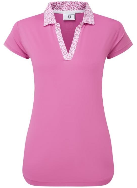 FootJoy Cap Sleeve Print Trim Lisle polo da donna, berry/berry