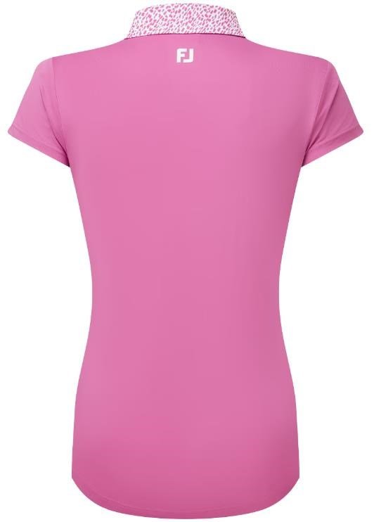FootJoy Cap Sleeve Print Trim Lisle polo da donna, berry/berry