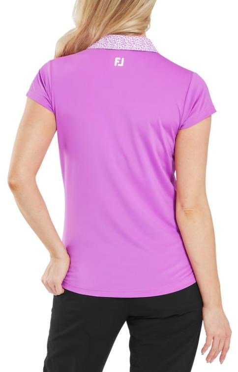 FootJoy Cap Sleeve Print Trim Lisle polo da donna, berry/berry