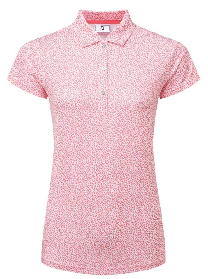 FootJoy Animal Print Cap Sleeve Lisle polo donna, pink lemonade