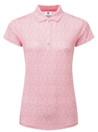 FootJoy Animal Print Cap Sleeve Lisle polo donna, pink lemonade