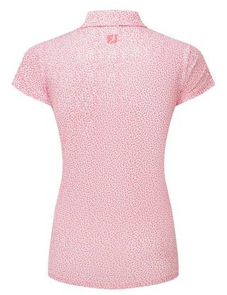 FootJoy Animal Print Cap Sleeve Lisle polo donna, pink lemonade