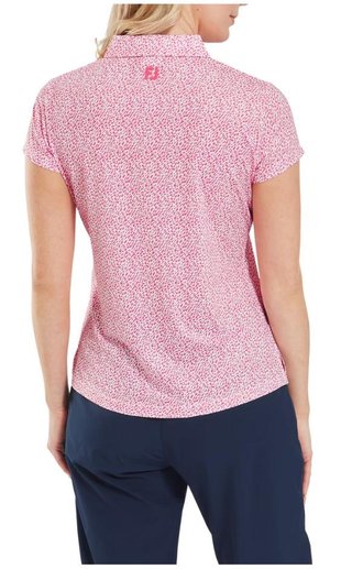 FootJoy Animal Print Cap Sleeve Lisle polo donna, pink lemonade