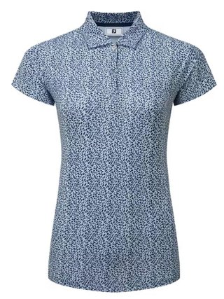 FootJoy Animal Print Cap Sleeve polo da donna, skyway/white/navy