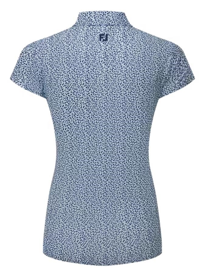 FootJoy Animal Print Cap Sleeve polo da donna, skyway/white/navy
