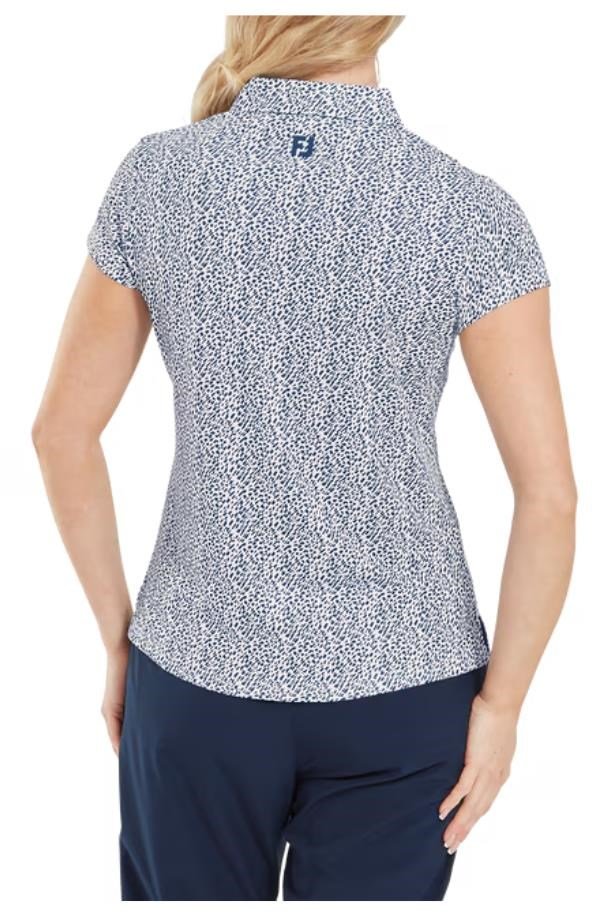 FootJoy Animal Print Cap Sleeve polo da donna, skyway/white/navy